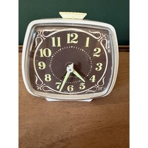 1970s Westclox Keywound Alarm Clock white